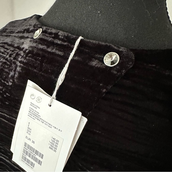 NWT Sz 6 & OTHER STORIES Black Velvet Open Back Midi Dress - Picture 8 of 11